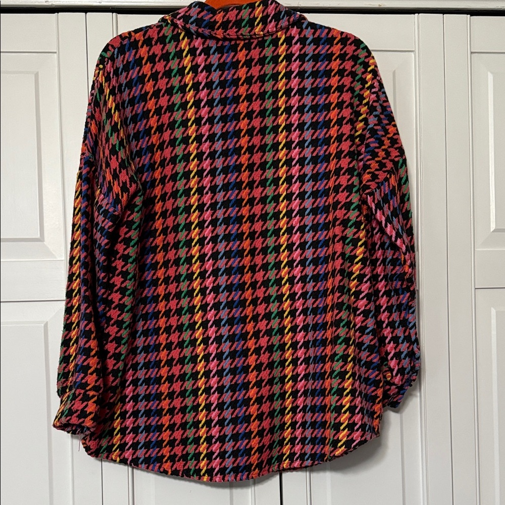 Colorful Houndstooth Button-Up Jacket - Picture 4 of 4